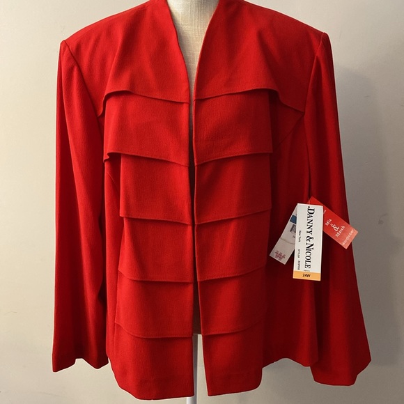 Danny & Nicole red women’s blazer jacket hook & eye closure plus size 24W - Picture 6 of 15